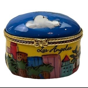 Vintage Trinket Jewelry Box Los Angeles hand painted Luke A Tuke Decoration